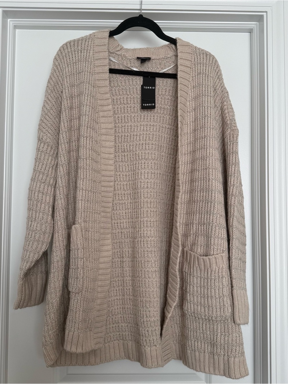 torrid Beige Open-Front Chunky Knit Cardigan
